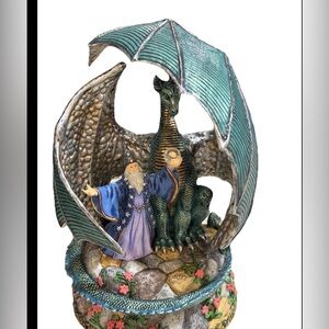 Vintage San Fransisco Music Box Marjorie Sarnat Merlin & Dragon Plays Music